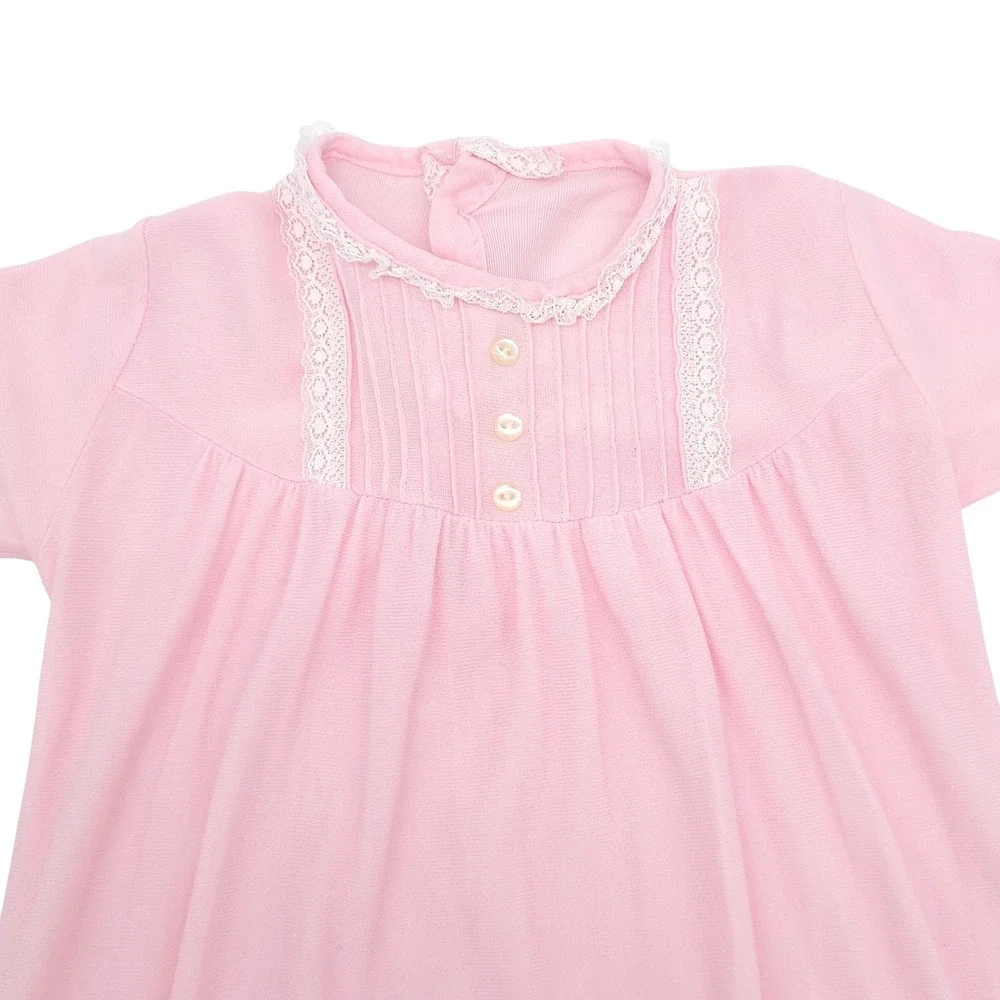 Vintage Cuvver-ups by Cutler Girls Pink Lace Pintuck Nightgown Sleepwear Size S